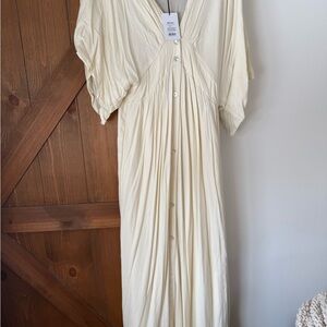 Showpo Cream Maxi Dress with Button Detail